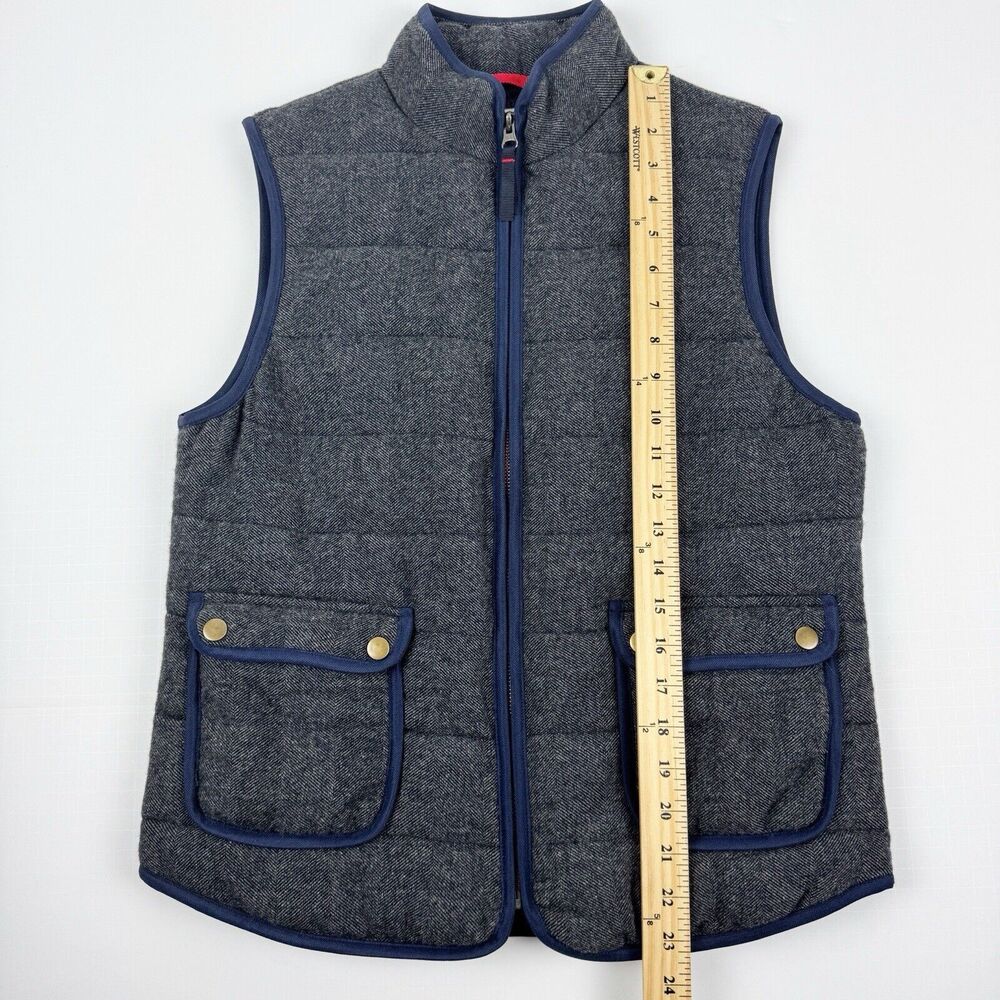 Boden Women's Blue Gray Wool Blend Zip Up Snap Pockets Quilted Vest Jacket - Picture 9 of 12
